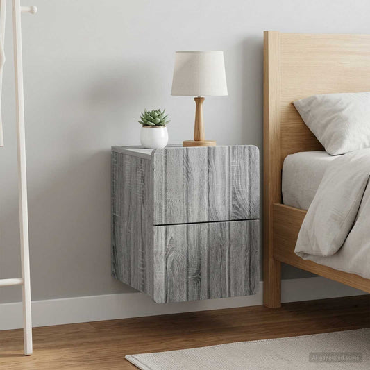 vidaXL Τοίχου Κρεμαστό Κομοδίνο 2 τμχ. Γκρι Sonoma 33 x 34,5 x 43 εκ.