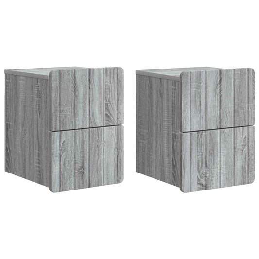 vidaXL Τοίχου Κρεμαστό Κομοδίνο 2 τμχ. Γκρι Sonoma 33 x 34,5 x 43 εκ.