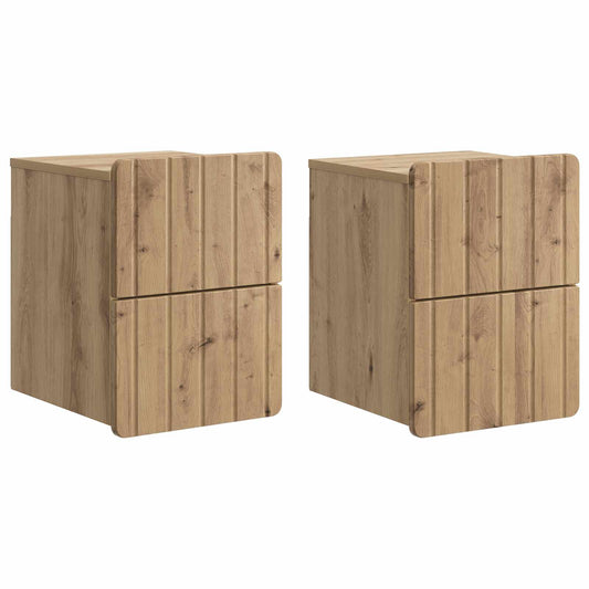 vidaXL Τοίχου Κρεμαστό Κομοδίνο 2 τμχ. Artisan Δρυς 33 x 34,5 x 43 εκ.