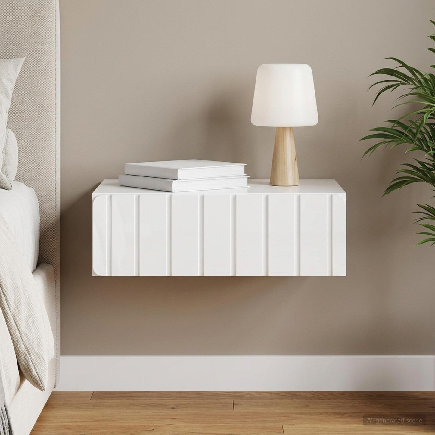 vidaXL Τραπεζάκι Τοίχου Γυαλιστερό Λευκό 59 x 34,5 x 17 εκ.