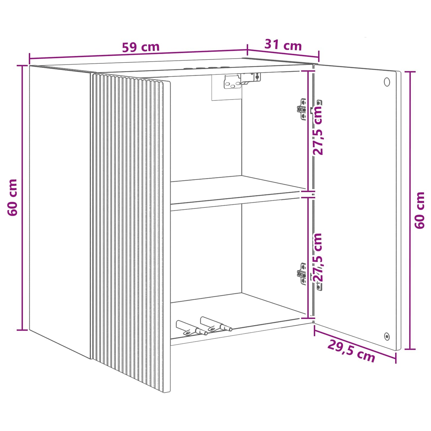 vidaXL Τοίχου Ντουλάπα 59 x 31 x 60 εκ Επεξεργασμένο Ξύλο Λευκό