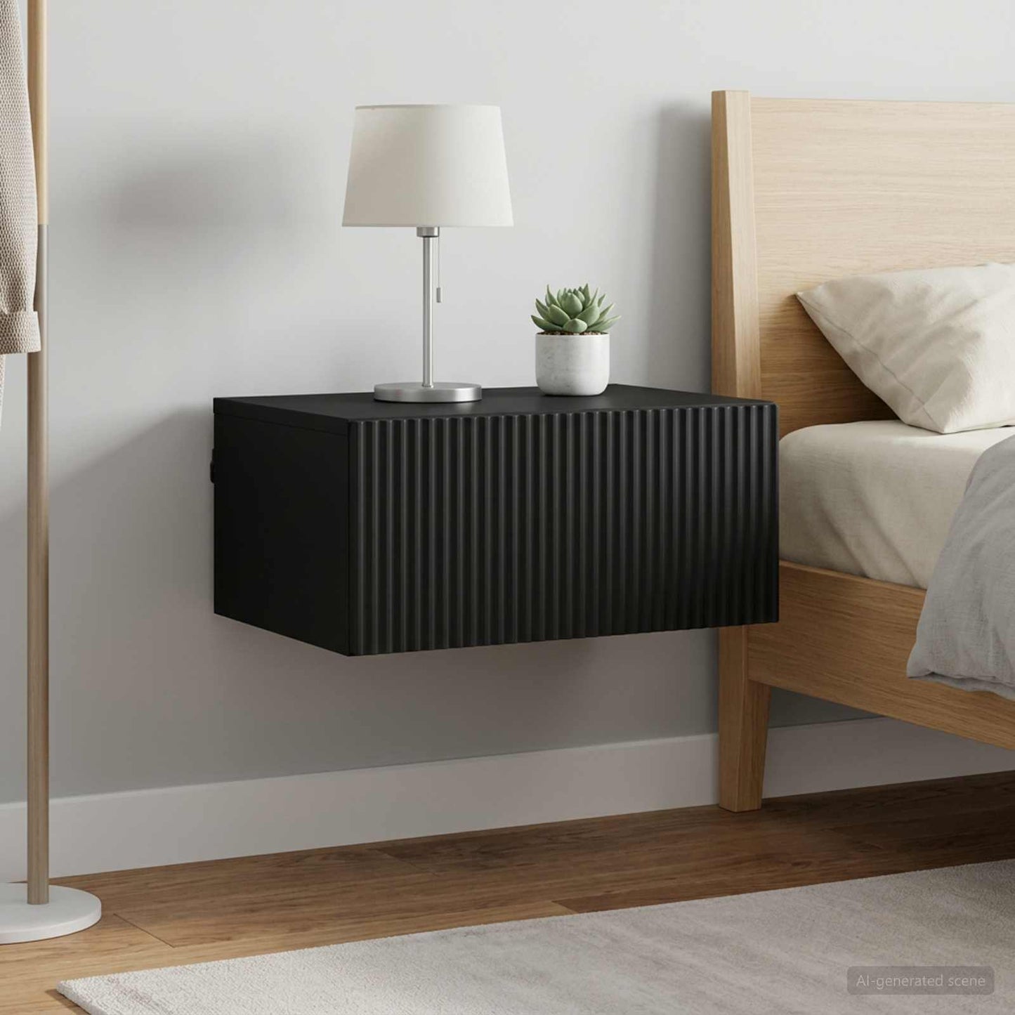 vidaXL Τοίχου Κρεμαστό Κομοδίνο 2 τμχ. Μαύρο 49 x 34,5 x 20 εκ.