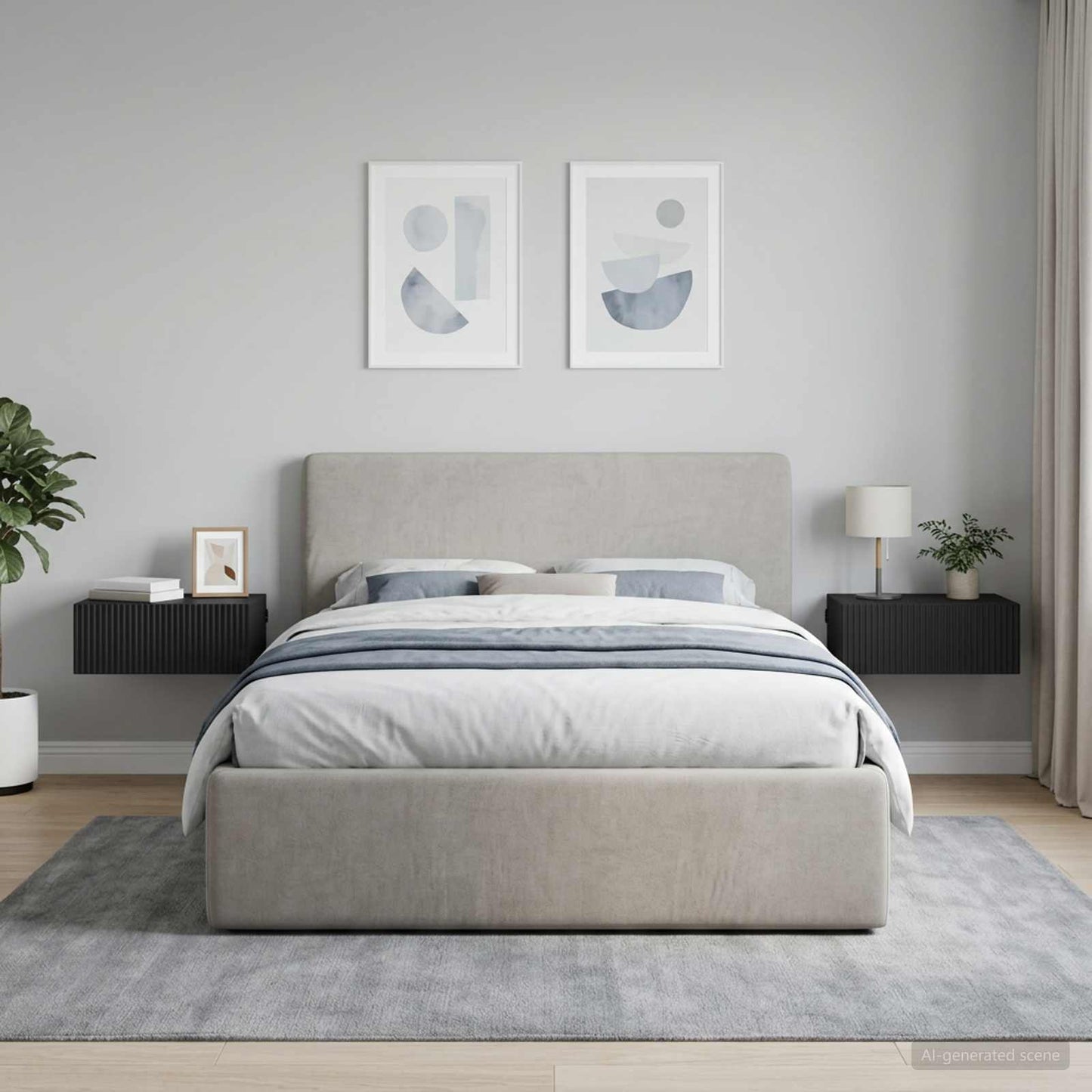 vidaXL Τοίχου Κρεμαστό Κομοδίνο 2 τμχ. Μαύρο 49 x 34,5 x 20 εκ.