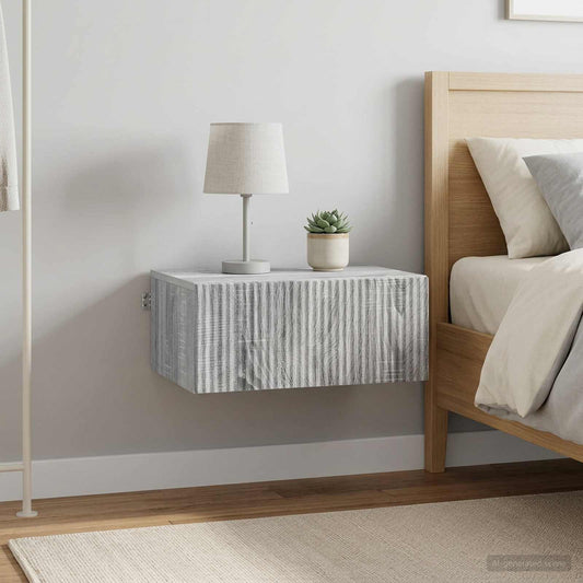 vidaXL Τοίχου Κρεμαστό Κομοδίνο 2 τμχ. Γκρι Sonoma 49 x 34,5 x 20 εκ.