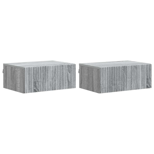 vidaXL Τοίχου Κρεμαστό Κομοδίνο 2 τμχ. Γκρι Sonoma 49 x 34,5 x 20 εκ.