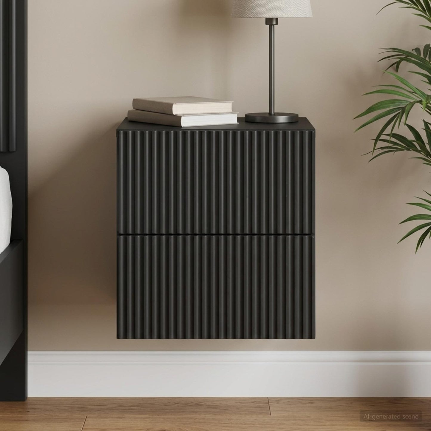 vidaXL Τοίχου Κρεμαστό Κομοδίνο Μαύρο 33 x 34,5 x 40 εκ