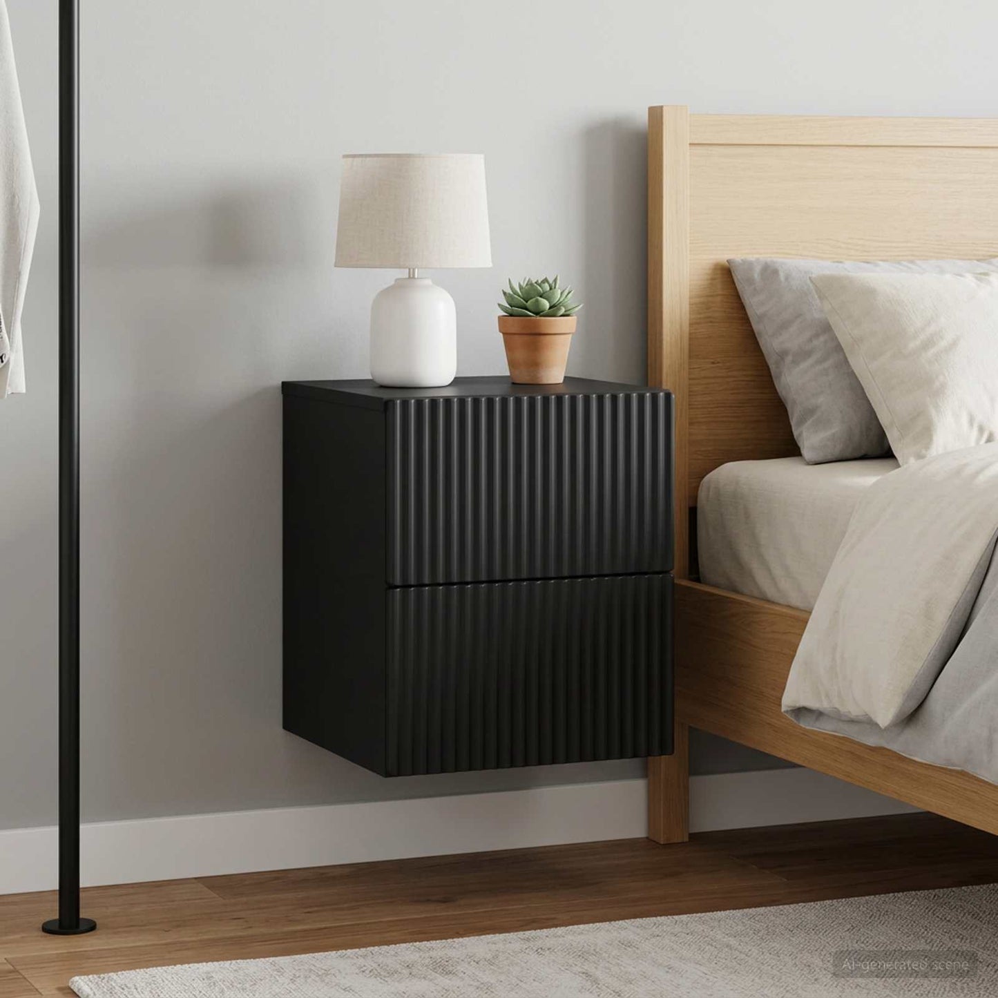 vidaXL Τοίχου Κρεμαστό Κομοδίνο 2 τμχ. Μαύρο 33 x 34,5 x 40 εκ
