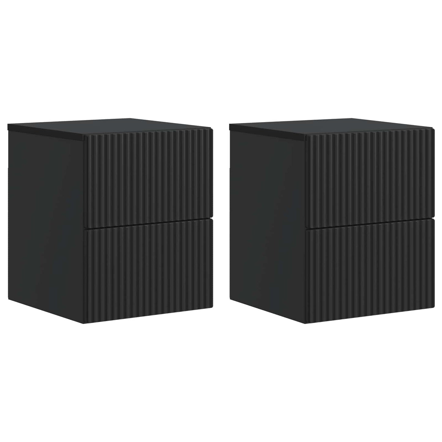 vidaXL Τοίχου Κρεμαστό Κομοδίνο 2 τμχ. Μαύρο 33 x 34,5 x 40 εκ