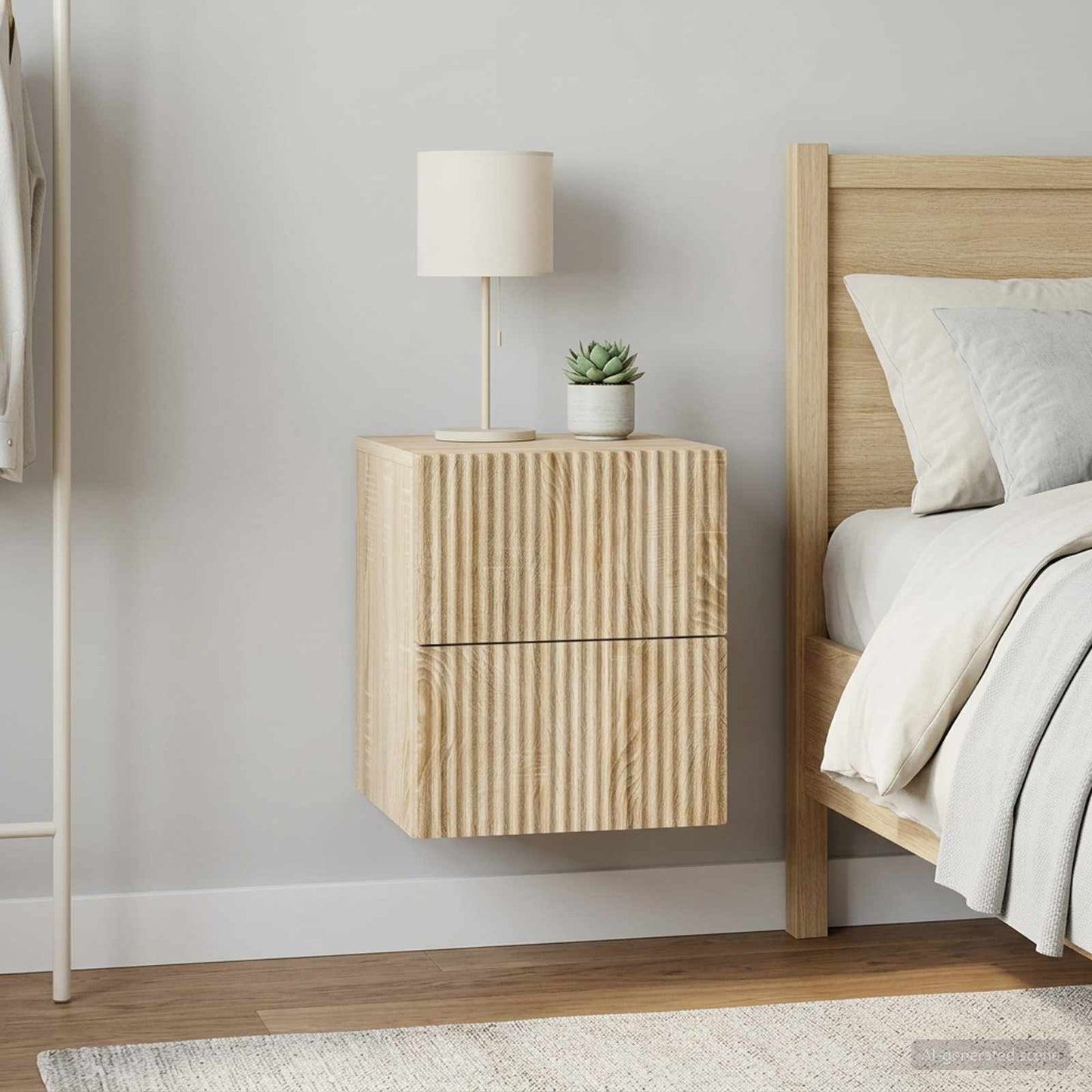 vidaXL Τοίχου Κρεμαστό Κομοδίνο 2 τμχ. Sonoma Δρυς 33 x 34,5 x 40 εκ