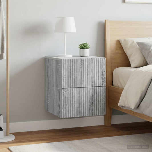 vidaXL Τοίχου Κρεμαστό Κομοδίνο 2 τμχ. Γκρι Sonoma 33 x 34,5 x 40 εκ
