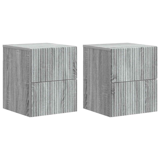 vidaXL Τοίχου Κρεμαστό Κομοδίνο 2 τμχ. Γκρι Sonoma 33 x 34,5 x 40 εκ