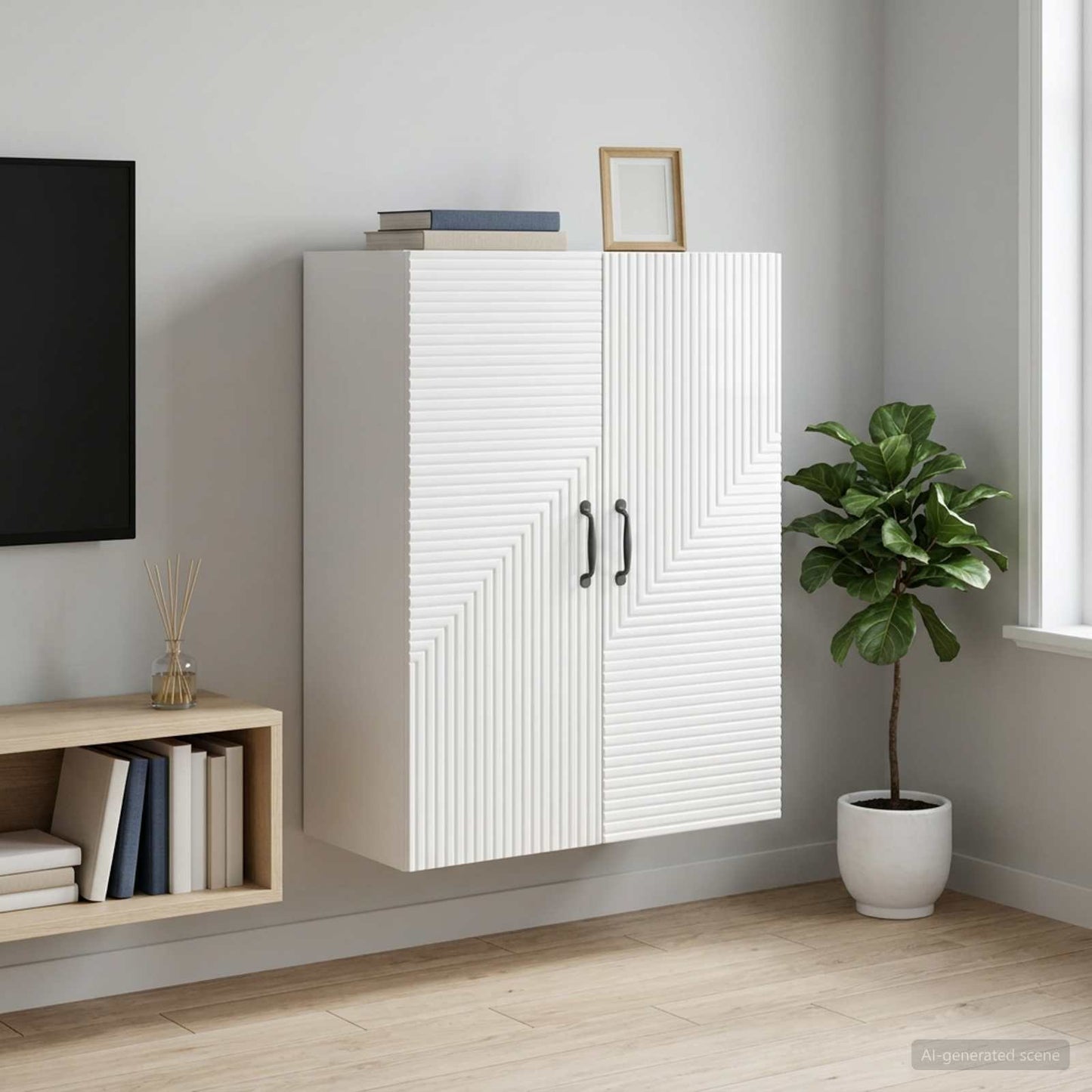 vidaXL Τοίχου Ντουλάπα Γυαλιστερό Λευκό 66 x 34,5 x 90 εκ