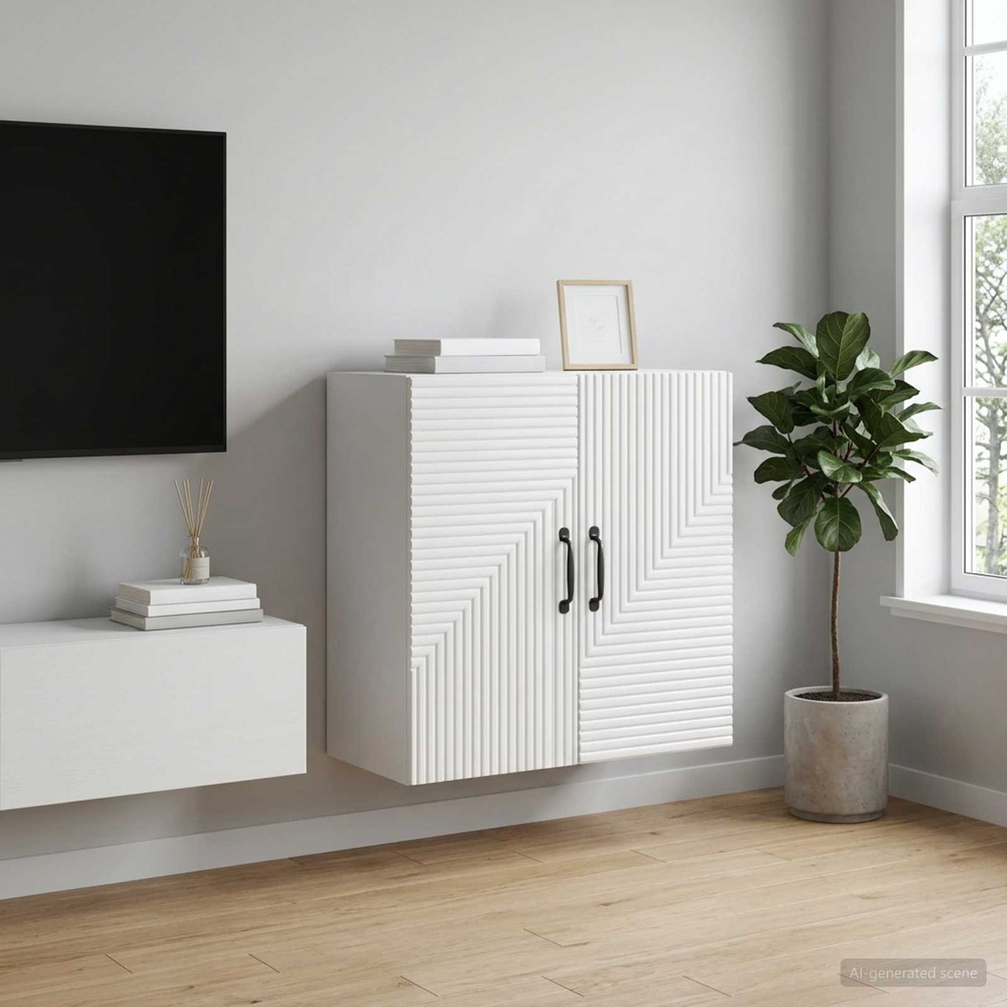 vidaXL Τοίχου Ντουλάπα Γυαλιστερό Λευκό 59 x 31 x 60 εκ