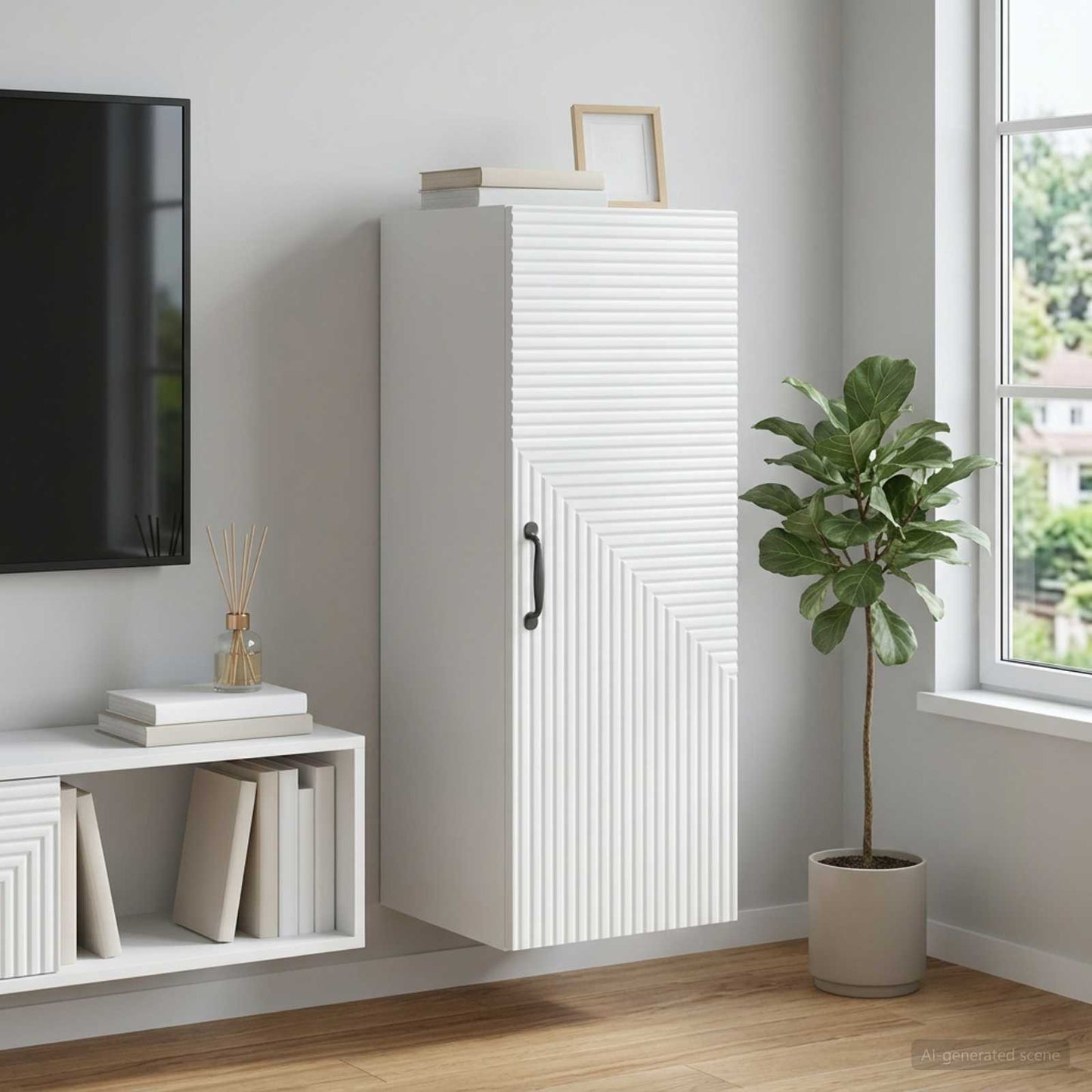 vidaXL Τοίχου Ντουλάπα Λευκό 33 x 34,5 x 90 εκ Επεξεργασμένο Ξύλο