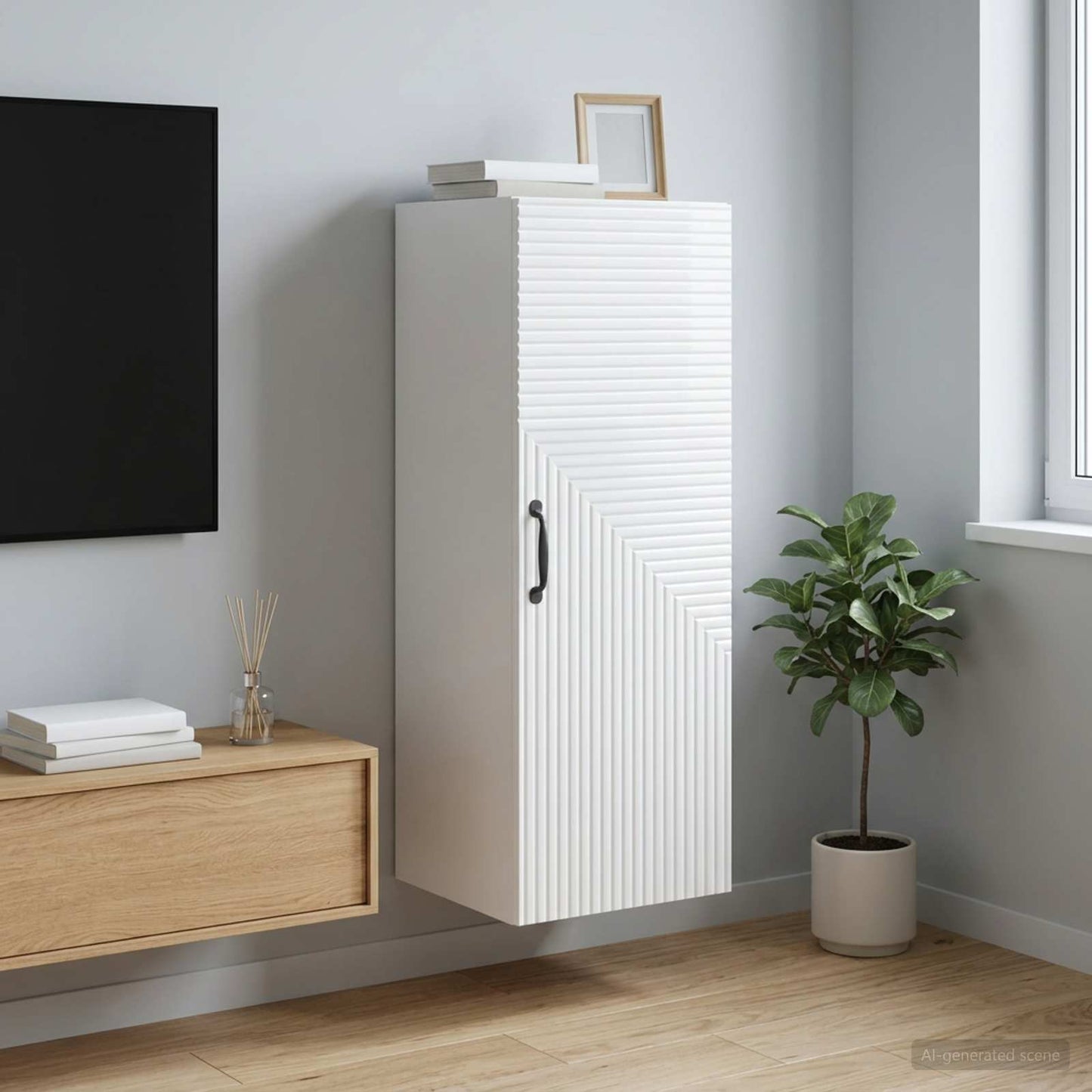 vidaXL Τοίχου Ντουλάπα Γυαλιστερό Λευκό 33 x 34,5 x 90 εκ