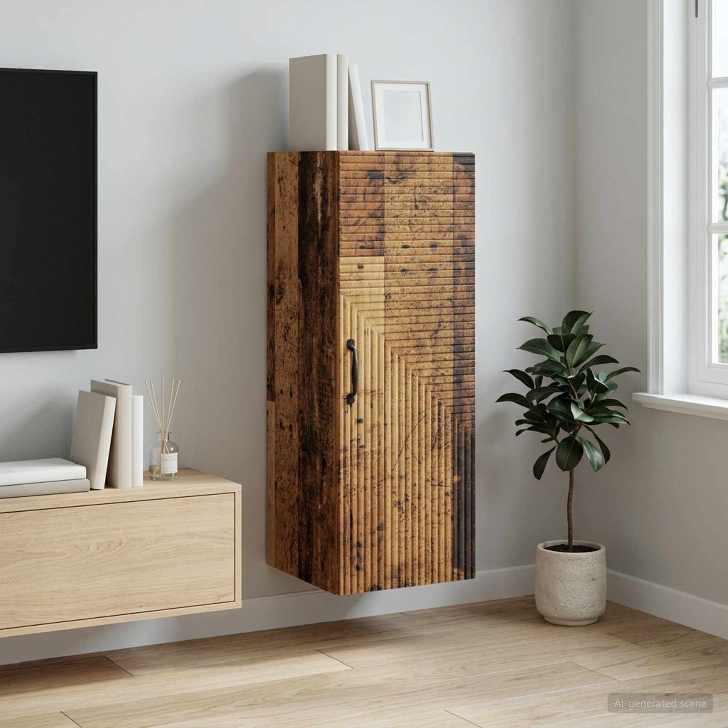 vidaXL Τοίχου Ντουλάπα Παλαιωμένο ξύλο 33 x 34,5 x 90 εκ