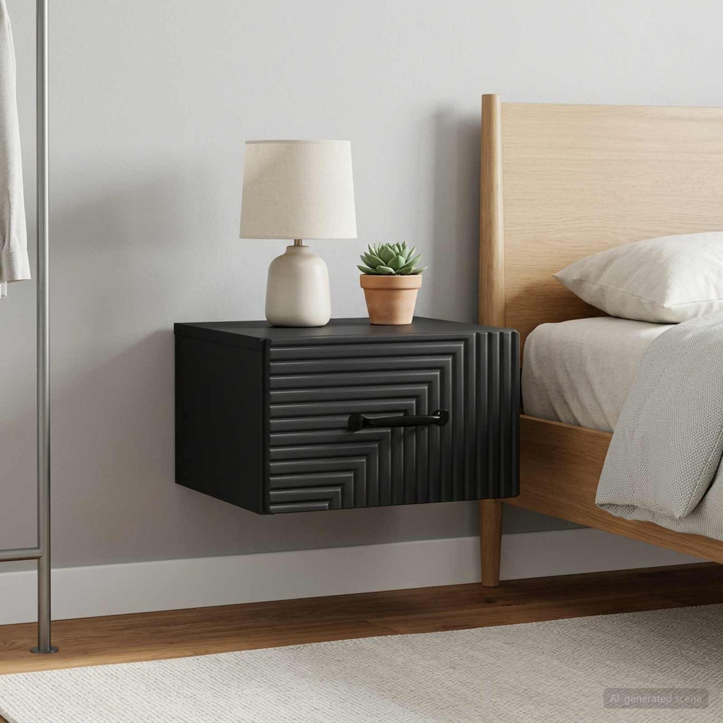 vidaXL Τοίχου Κρεμαστό Κομοδίνο 2 τμχ. Μαύρο 34,5 x 33 x 20 εκ.