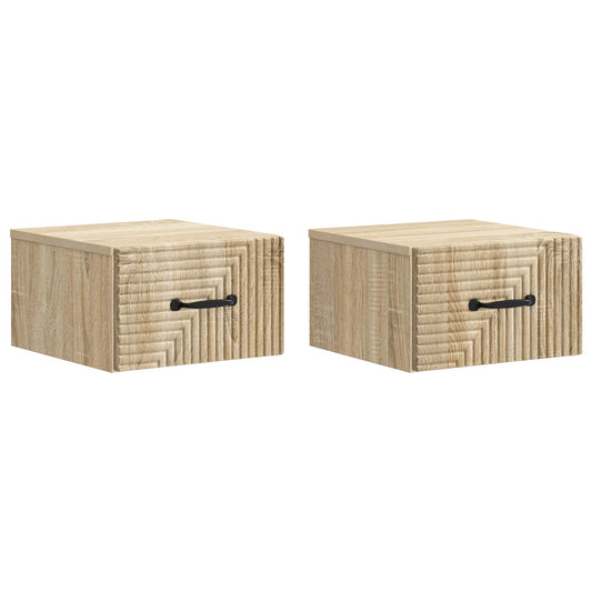 vidaXL Τοίχου Κρεμαστό Κομοδίνο 2 τμχ. Sonoma Δρυς 34,5 x 33 x 20 εκ.