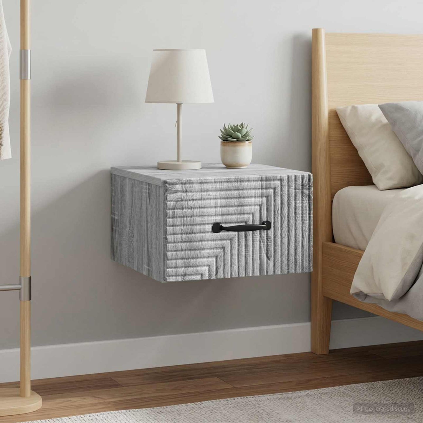 vidaXL Τοίχου Κρεμαστό Κομοδίνο 2 τμχ. Γκρι Sonoma 34,5 x 33 x 20 εκ.
