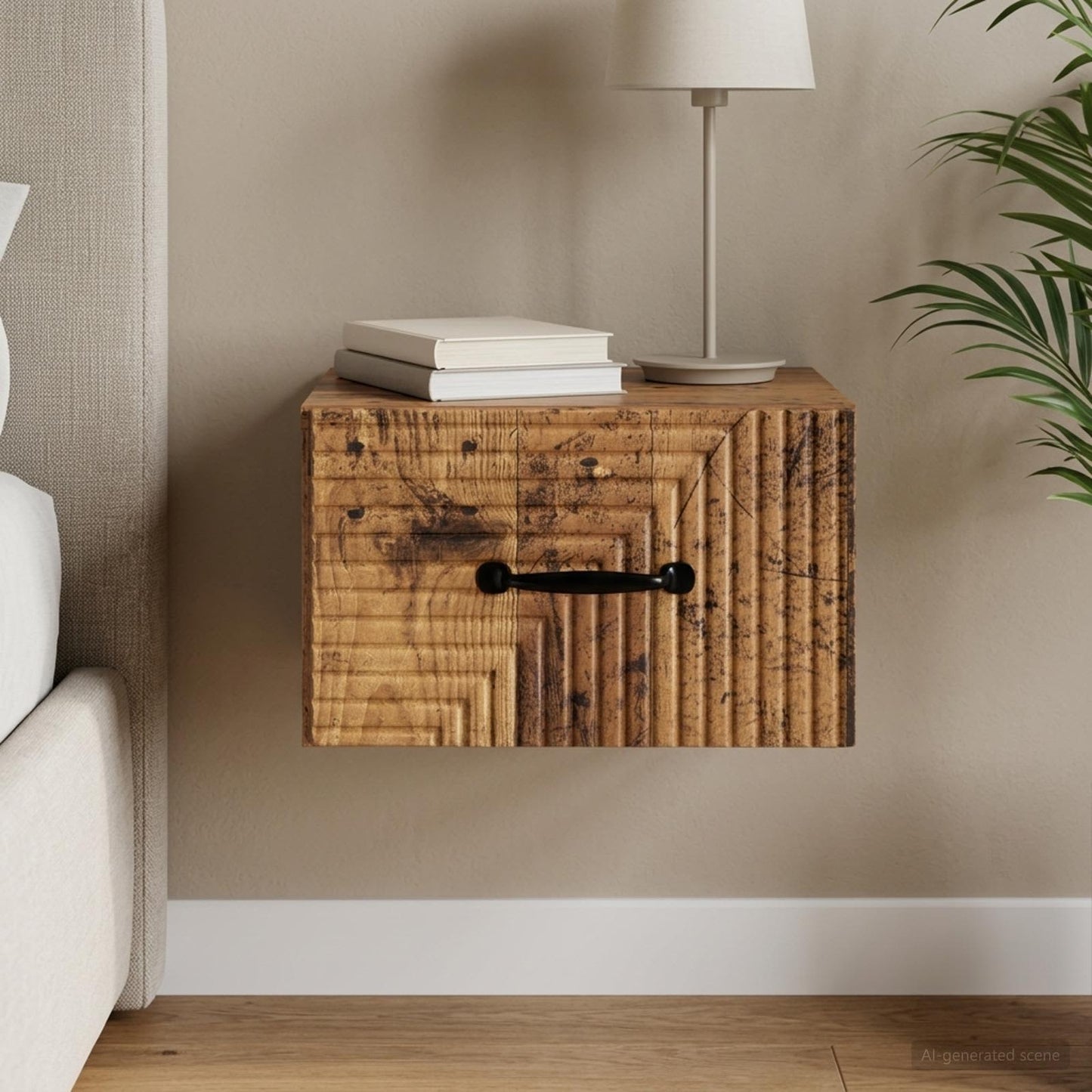 vidaXL Τοίχου Κρεμαστό Κομοδίνο Παλαιωμένο ξύλο 34,5 x 33 x 20 εκ.