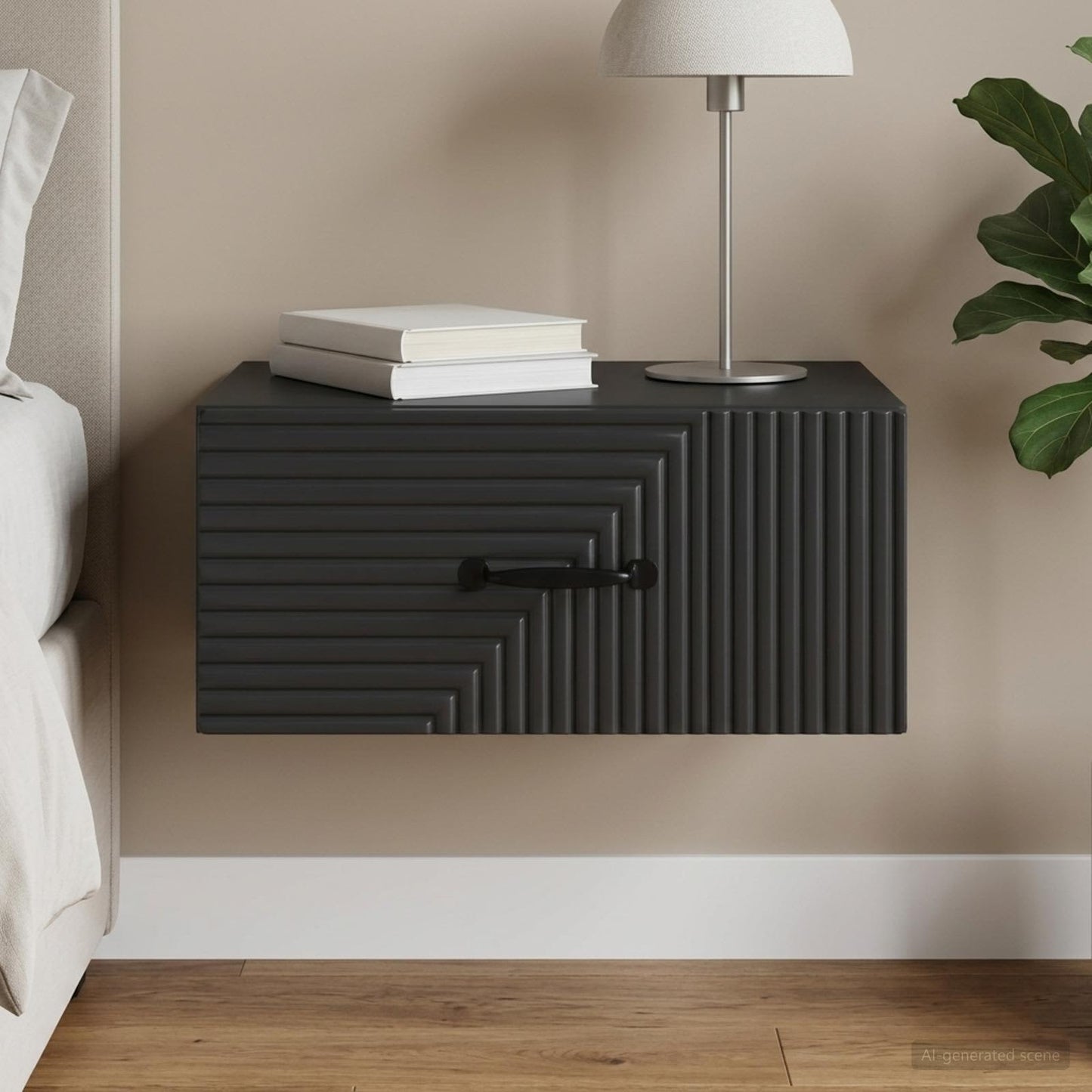 vidaXL Τοίχου Κρεμαστό Κομοδίνο Μαύρο 49 x 34,5 x 20 εκ.