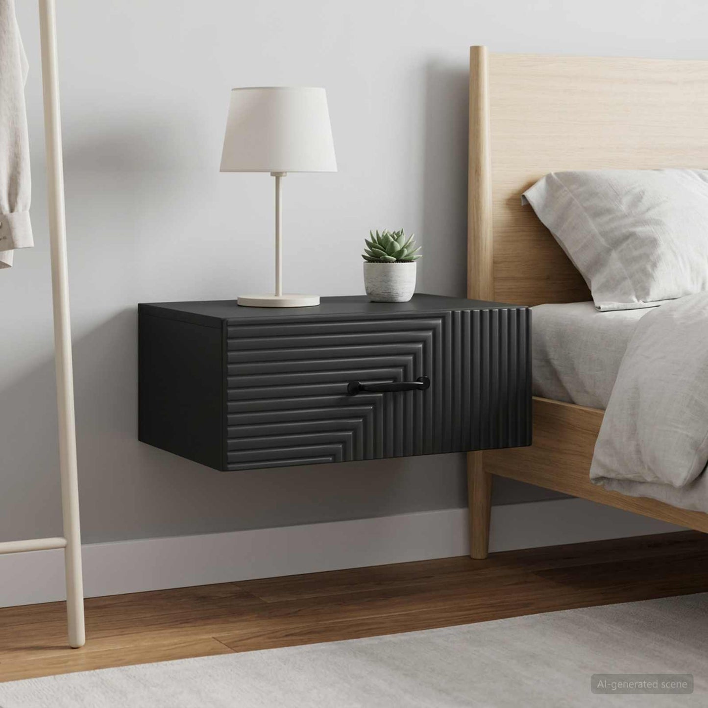 vidaXL Τοίχου Κρεμαστό Κομοδίνο 2 τμχ. Μαύρο 49 x 34,5 x 20 εκ.