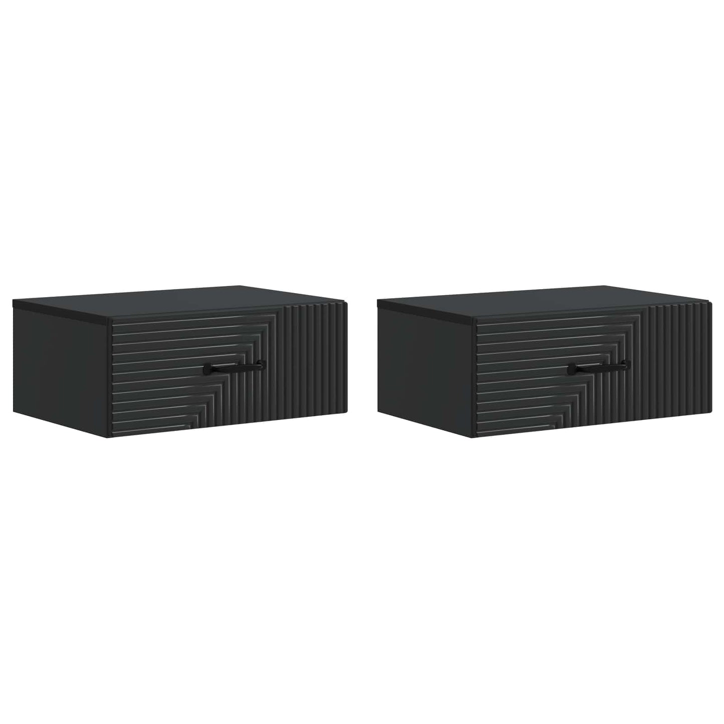 vidaXL Τοίχου Κρεμαστό Κομοδίνο 2 τμχ. Μαύρο 49 x 34,5 x 20 εκ.
