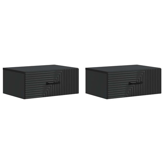vidaXL Τοίχου Κρεμαστό Κομοδίνο 2 τμχ. Μαύρο 49 x 34,5 x 20 εκ.