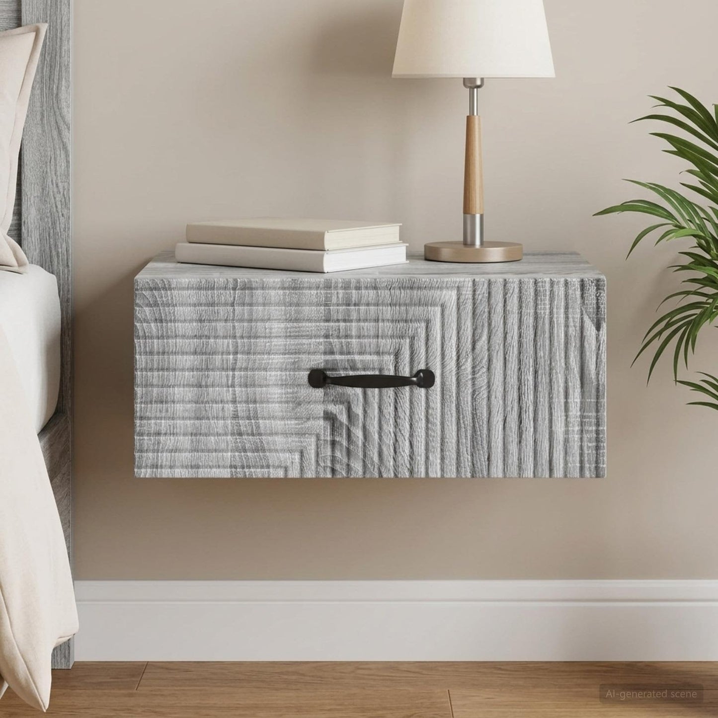 vidaXL Τοίχου Κρεμαστό Κομοδίνο Γκρι Sonoma 49 x 34,5 x 20 εκ.