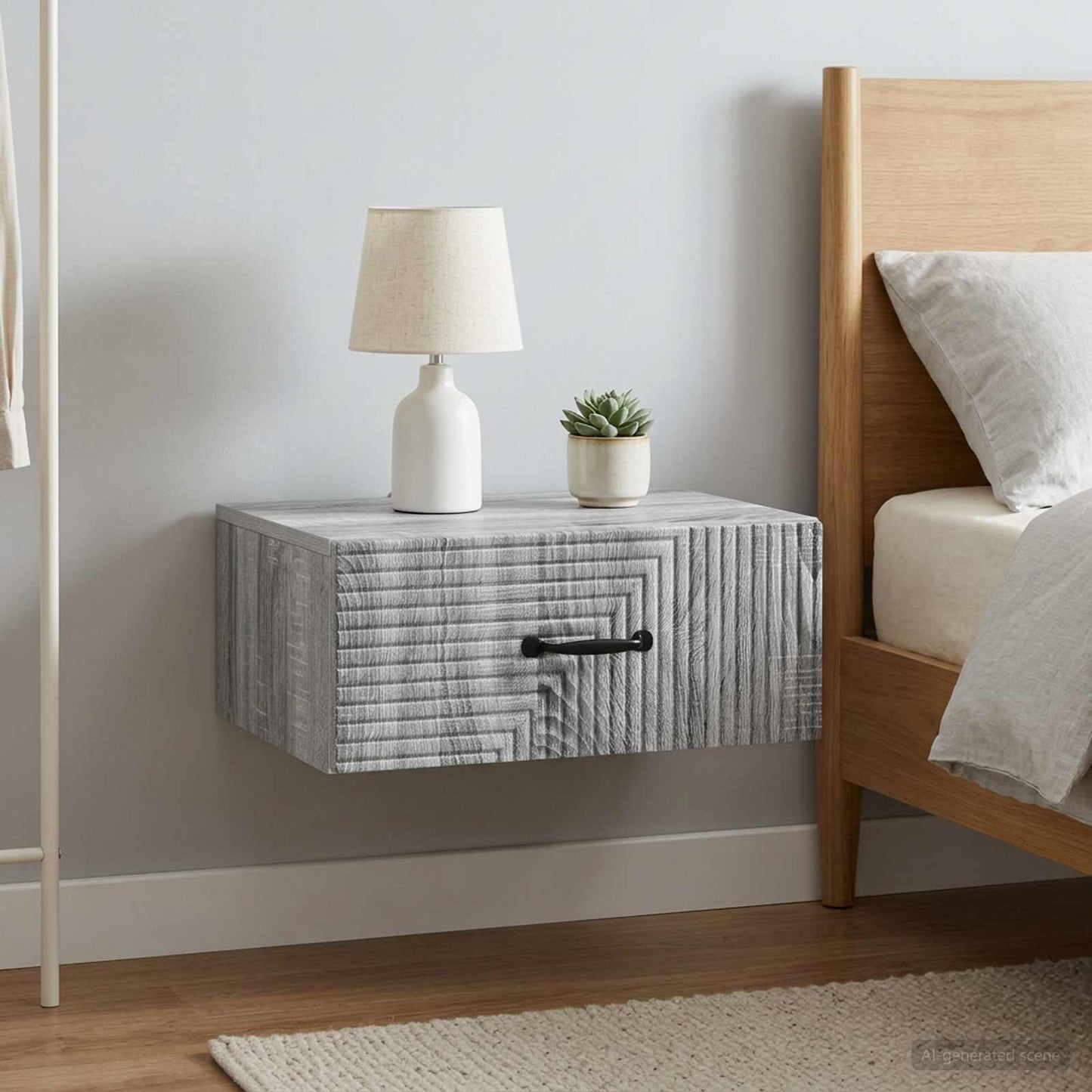 vidaXL Τοίχου Κρεμαστό Κομοδίνο 2 τμχ. Γκρι Sonoma 49 x 34,5 x 20 εκ.