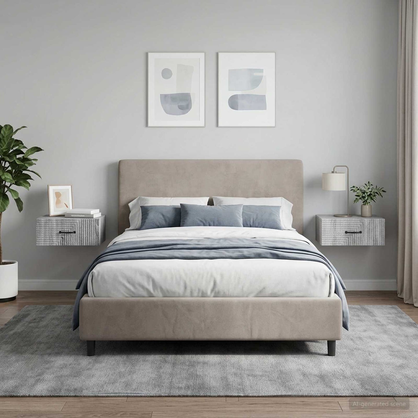 vidaXL Τοίχου Κρεμαστό Κομοδίνο 2 τμχ. Γκρι Sonoma 49 x 34,5 x 20 εκ.