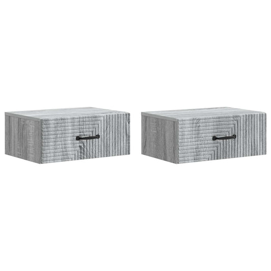 vidaXL Τοίχου Κρεμαστό Κομοδίνο 2 τμχ. Γκρι Sonoma 49 x 34,5 x 20 εκ.