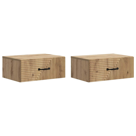 vidaXL Τοίχου Κρεμαστό Κομοδίνο 2 τμχ. Artisan Δρυς 49 x 34,5 x 20 εκ.