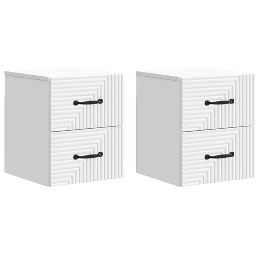 vidaXL Τοίχου Κρεμαστό Κομοδίνο 2 τμχ. Λευκό 34,5 x 33 x 40 εκ
