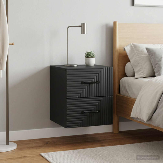 vidaXL Τοίχου Κρεμαστό Κομοδίνο 2 τμχ. Μαύρο 34,5 x 33 x 40 εκ