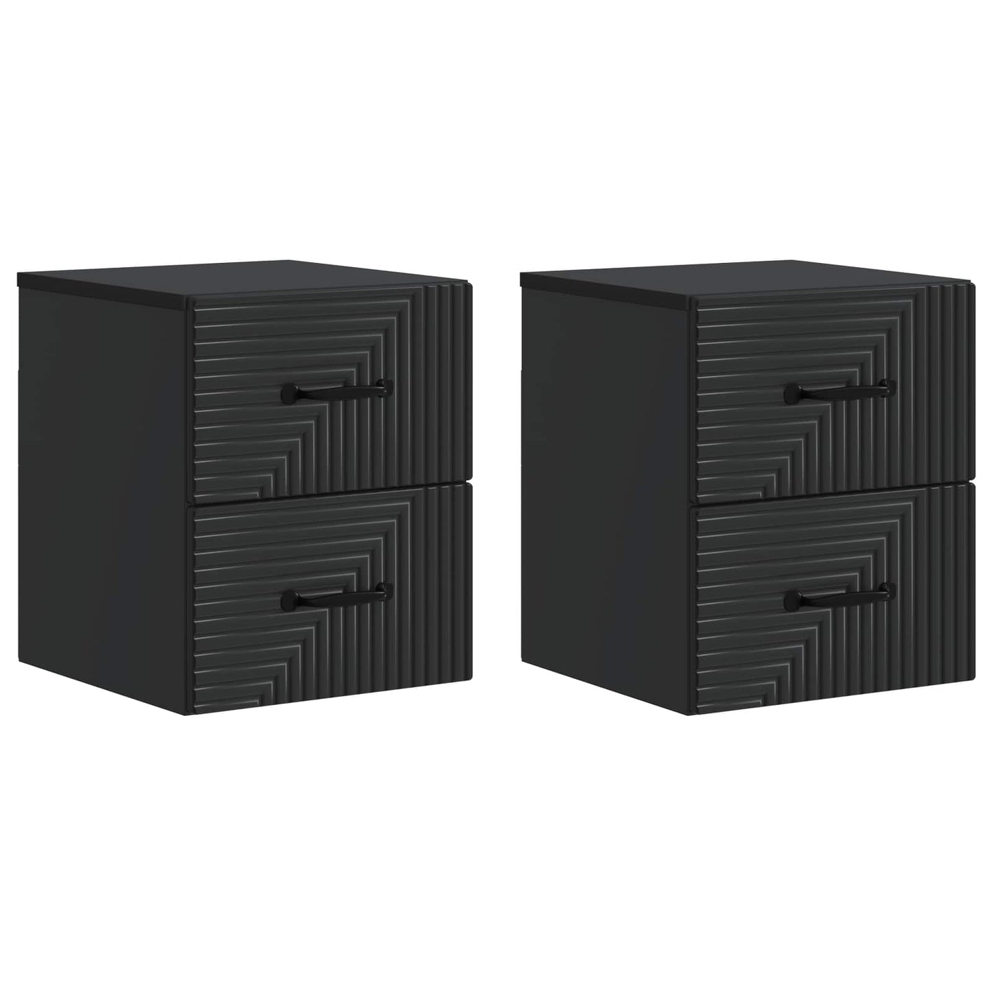 vidaXL Τοίχου Κρεμαστό Κομοδίνο 2 τμχ. Μαύρο 34,5 x 33 x 40 εκ