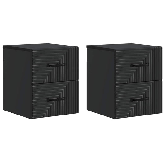 vidaXL Τοίχου Κρεμαστό Κομοδίνο 2 τμχ. Μαύρο 34,5 x 33 x 40 εκ