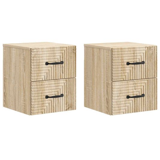 vidaXL Τοίχου Κρεμαστό Κομοδίνο 2 τμχ. Sonoma Δρυς 34,5 x 33 x 40 εκ