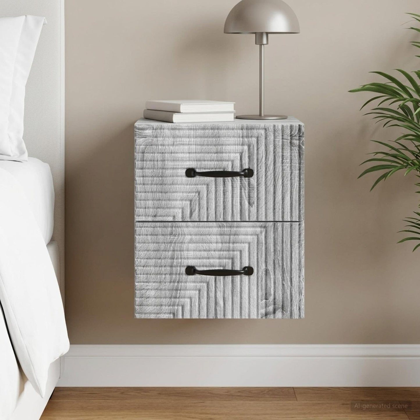 vidaXL Τοίχου Κρεμαστό Κομοδίνο Γκρι Sonoma 34,5 x 33 x 40 εκ