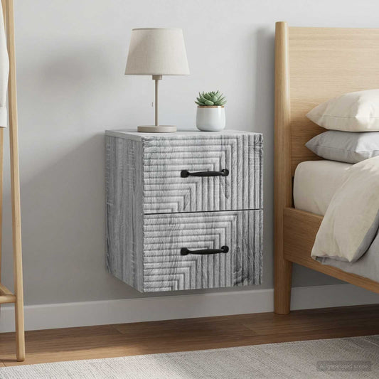 vidaXL Τοίχου Κρεμαστό Κομοδίνο 2 τμχ. Γκρι Sonoma 34,5 x 33 x 40 εκ