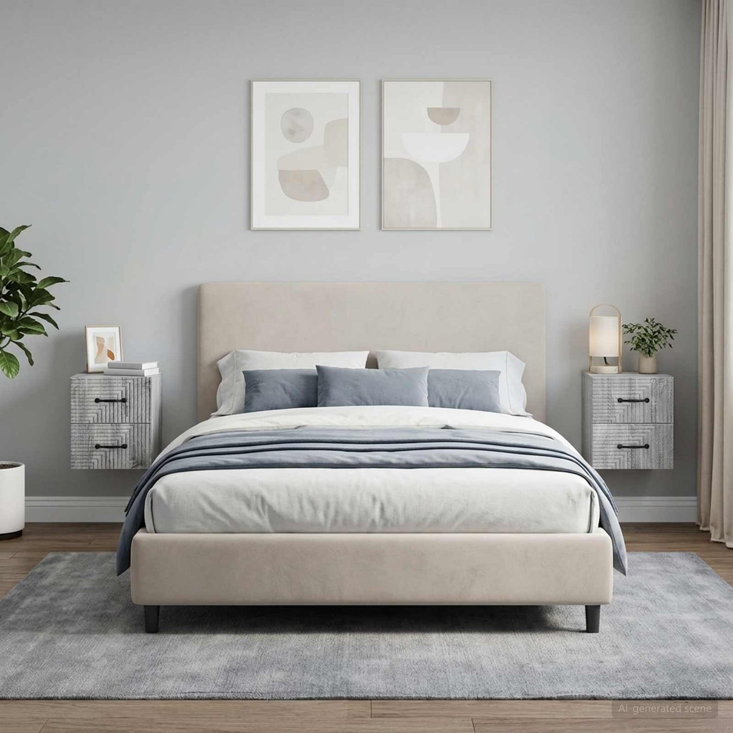 vidaXL Τοίχου Κρεμαστό Κομοδίνο 2 τμχ. Γκρι Sonoma 34,5 x 33 x 40 εκ