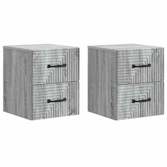 vidaXL Τοίχου Κρεμαστό Κομοδίνο 2 τμχ. Γκρι Sonoma 34,5 x 33 x 40 εκ