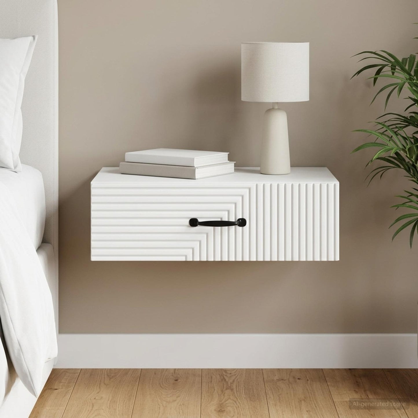vidaXL Τραπεζάκι Τοίχου Λευκό 59 x 34,5 x 17 εκ. Επεξεργασμένο Ξύλο
