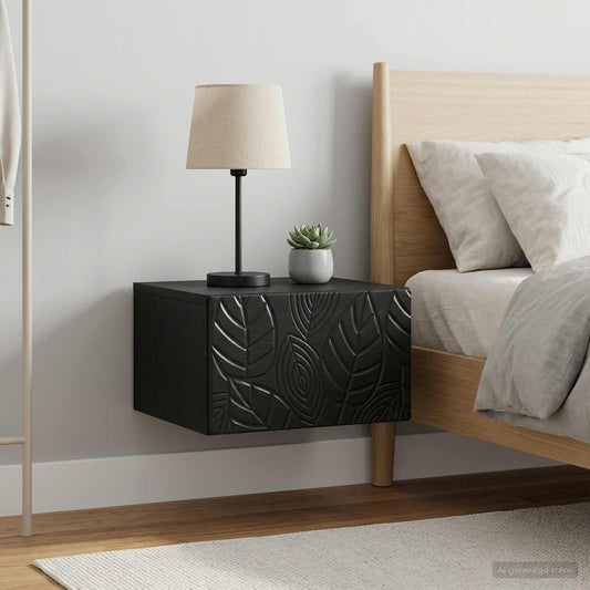 vidaXL Τοίχου Κρεμαστό Κομοδίνο 2 τμχ. Μαύρο 49 x 34,5 x 20 εκ.