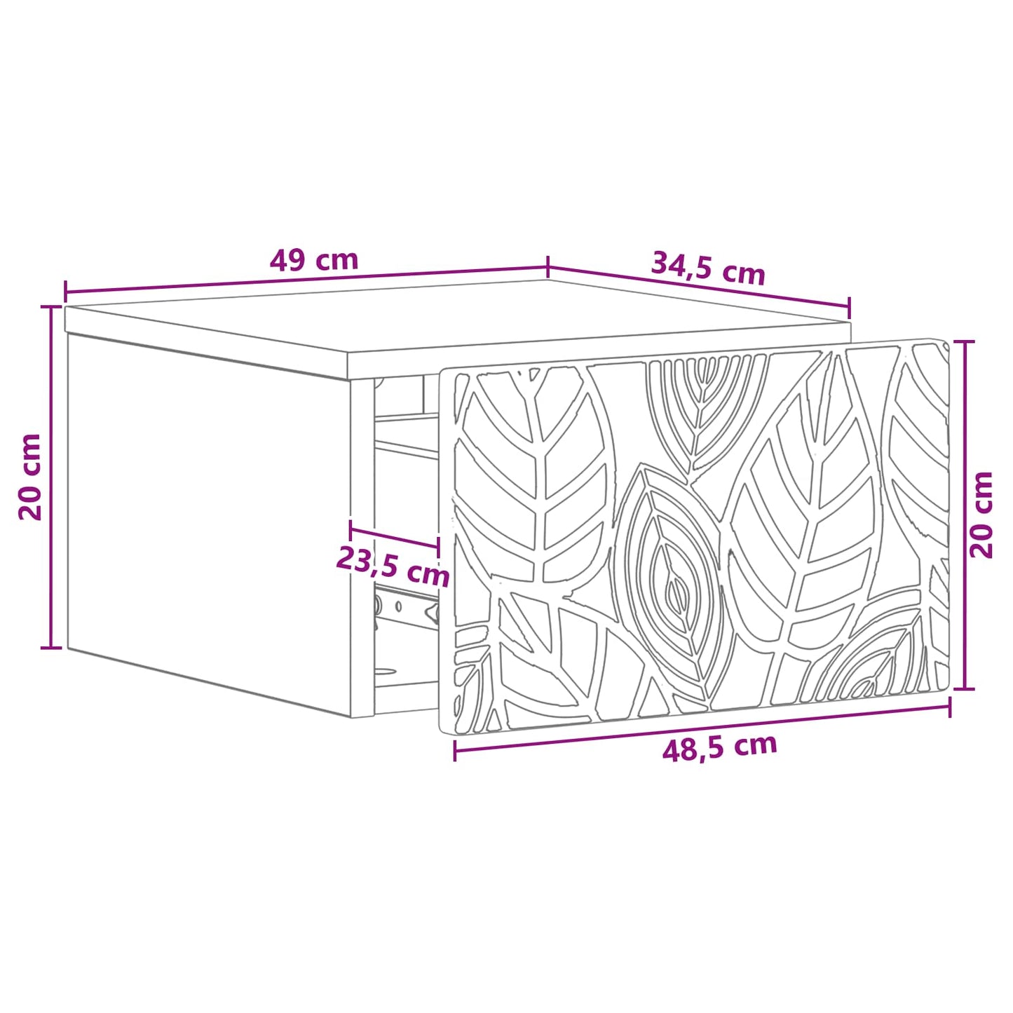 vidaXL Τοίχου Κρεμαστό Κομοδίνο 2 τμχ. Μαύρο 49 x 34,5 x 20 εκ.