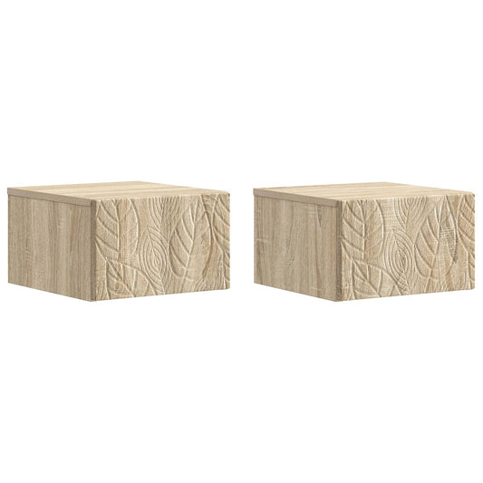 vidaXL Τοίχου Κρεμαστό Κομοδίνο 2 τμχ. Sonoma Δρυς 49 x 34,5 x 20 εκ.