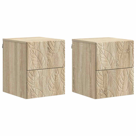 vidaXL Τοίχου Κρεμαστό Κομοδίνο 2 τμχ. Sonoma Δρυς 34,5 x 33 x 40 εκ