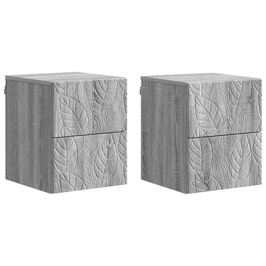 vidaXL Τοίχου Κρεμαστό Κομοδίνο 2 τμχ. Γκρι Sonoma 34,5 x 33 x 40 εκ