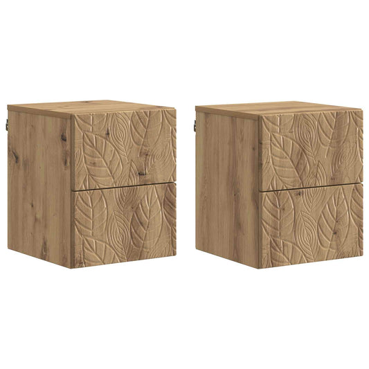 vidaXL Τοίχου Κρεμαστό Κομοδίνο 2 τμχ. Artisan Δρυς 34,5 x 33 x 40 εκ