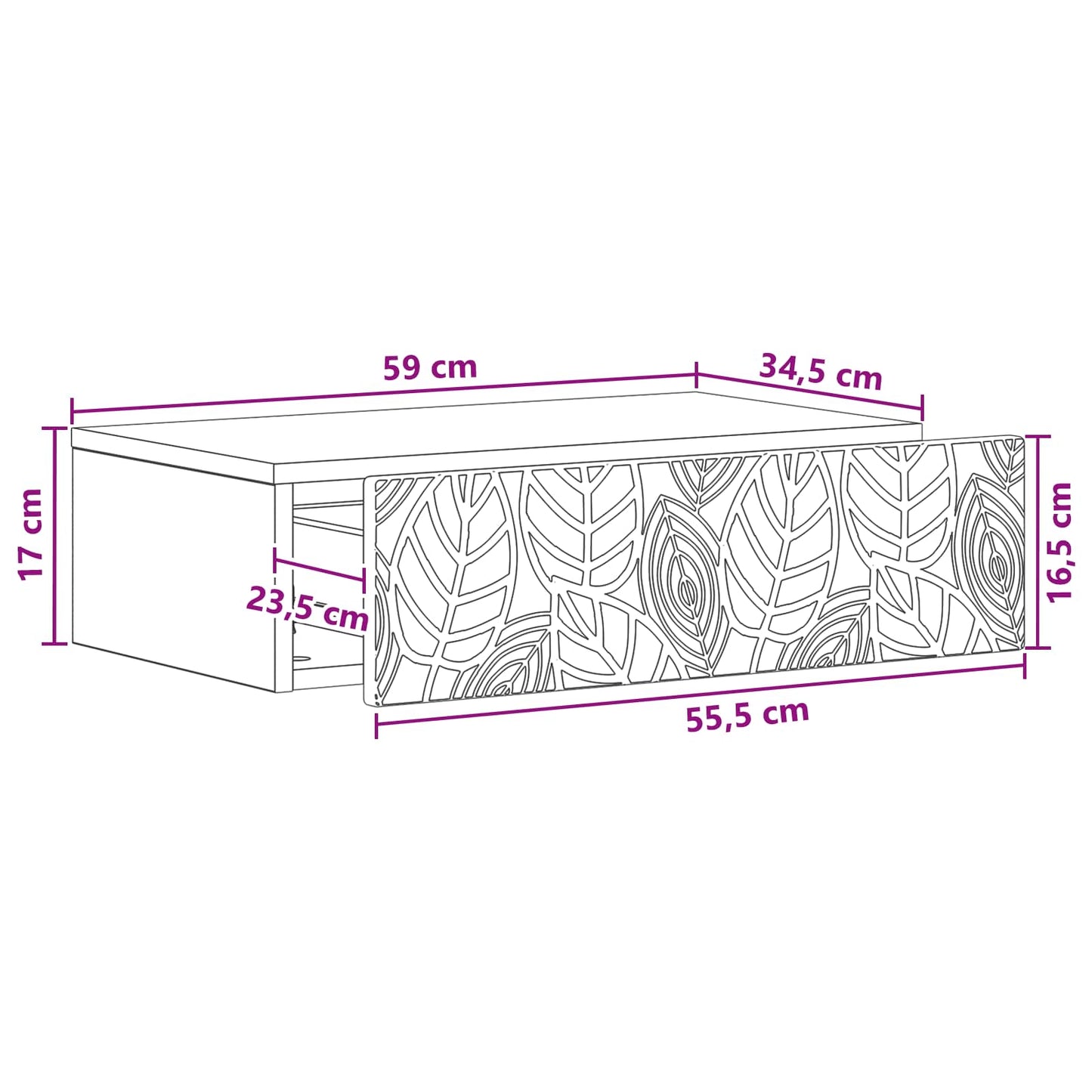 vidaXL Τραπεζάκι Τοίχου Λευκό 59 x 34,5 x 17 εκ. Επεξεργασμένο Ξύλο